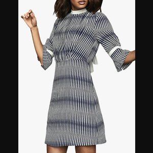 *NWT* Reiss Nika Zig Zag Print Back Tie Dress